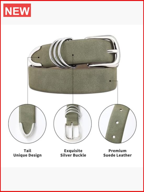 Women\'s Suede Belt with Gold Buckle, 1.2 Inch Waist Belt main image 5